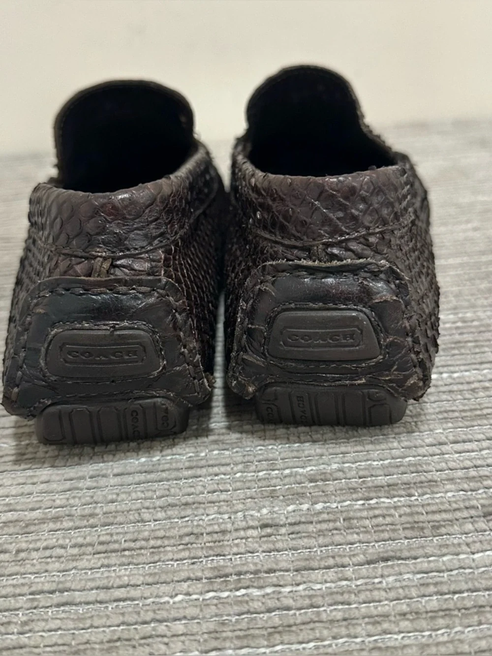 COACH Gary Men's Genuine Python Snakeskin Driving Loafers Shoes Brown 8,5 D - Picture 5 of 13